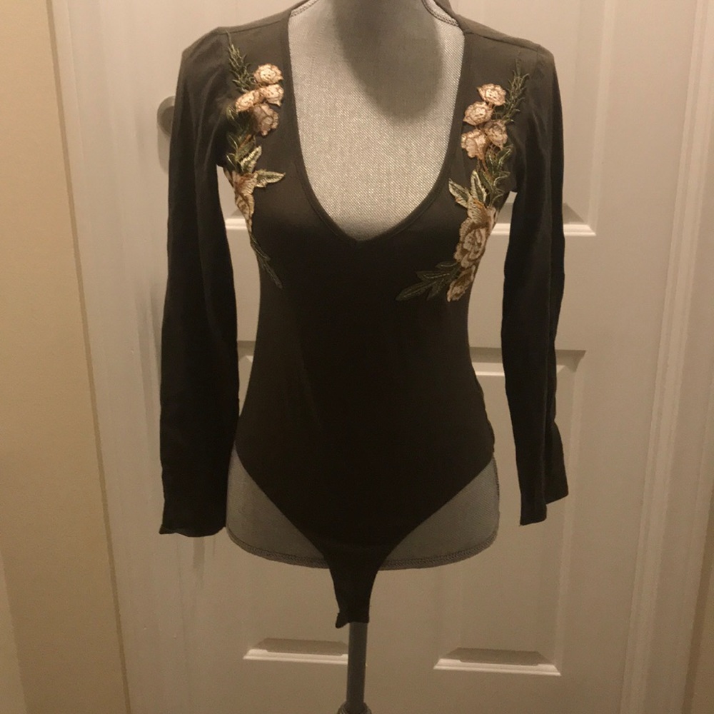 Charlotte Russe Olive Green Bodysuit NWT🍀